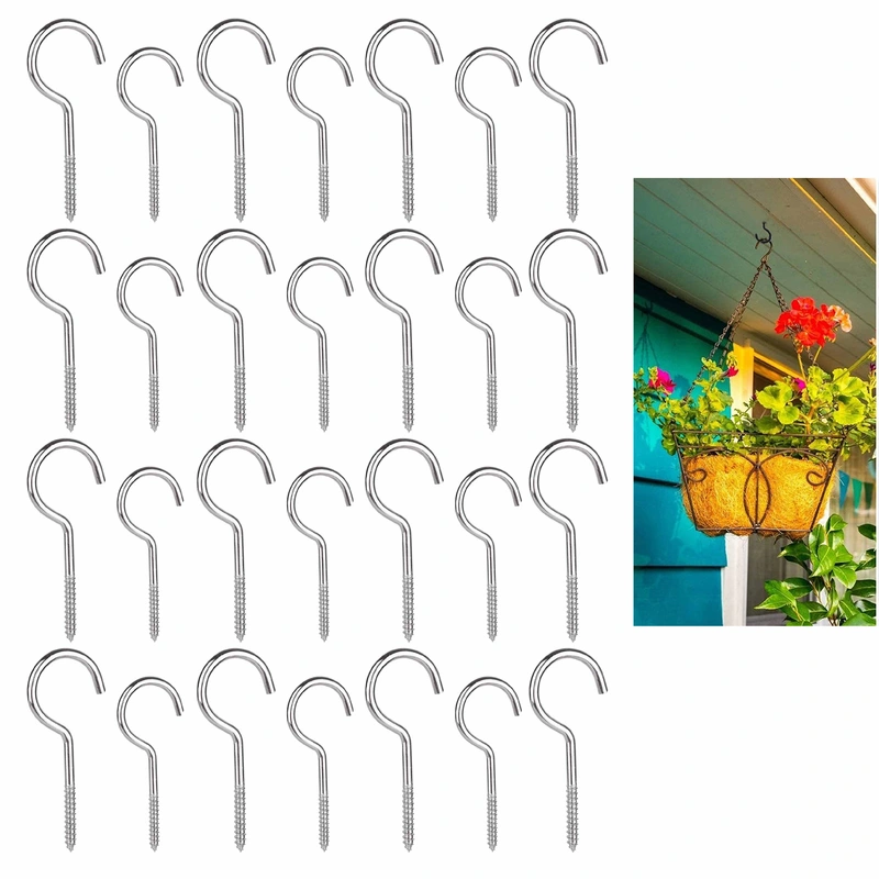 28 Pc 2.5″ And 3″ Steel Ceiling Hooks Mount Cup Hook Screw In Wall Hanger Holder