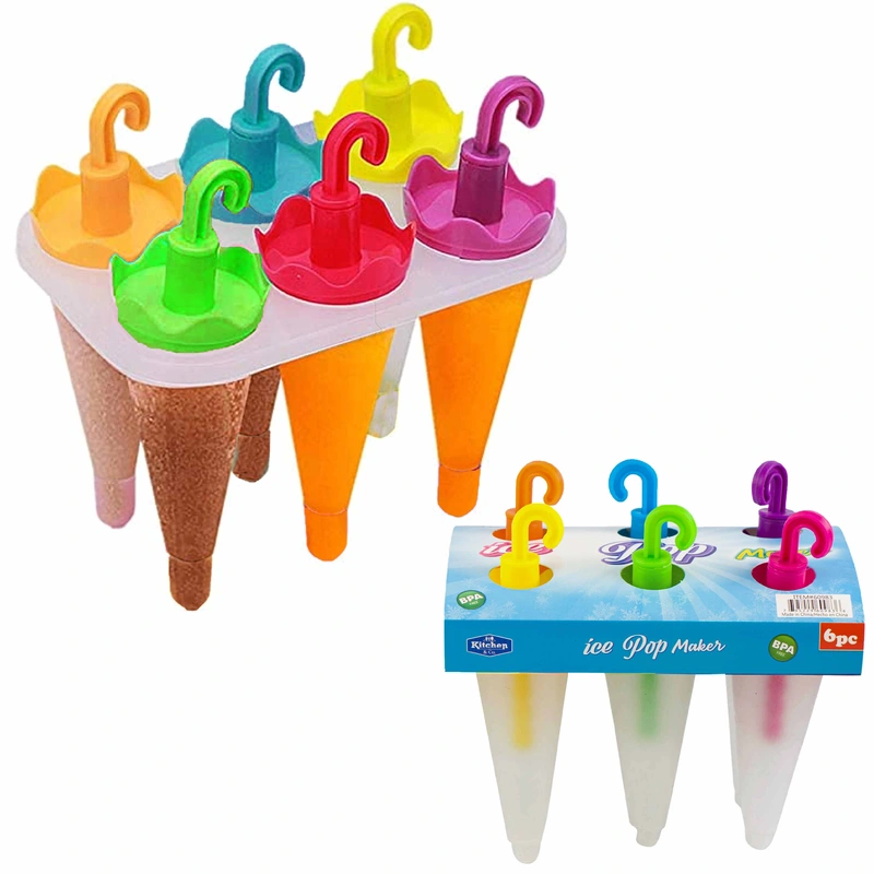 6 Pc Umbrella Ice Pop Maker Mold Popsicle DIY Icecream Freezer Treat Frozen Pops